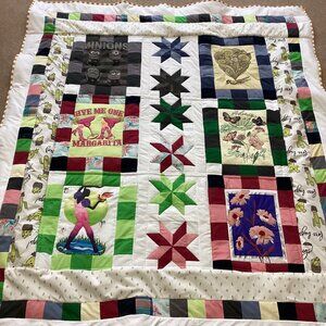 New Handmade T-Shirt Quilt Throw Thick Blanket Warm Winter Bedding